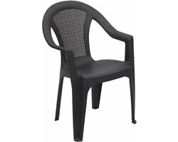 Gerimport tuinstoel Texel - antraciet - kunststof - 54 x 56 x 81 cm - bijzet stoelen