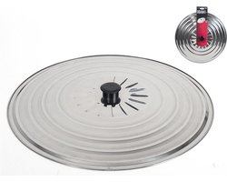 Gerimport Universele spatdeksel/pannendeksel voor pannen - RVS - D36 cm - Kookpannen accessoires