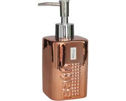 Gerimport Zeeppompje/dispenser - keramiek - koper metallic - 7 x 15 cm