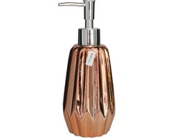 Gerimport Zeeppompje/dispenser - keramiek - koper metallic kleur - 7 x 19 cm