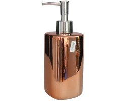 Gerimport Zeeppompje/dispenser - keramiek - koper metallic kleur - 7 x 19 cm