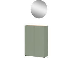 Germania Alviano Taupe Groen / Eiken Halmeubelset Drie
