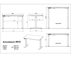 Germania Bedano Grafiet Elektrische Zit Sta Bureautafel 120 cm