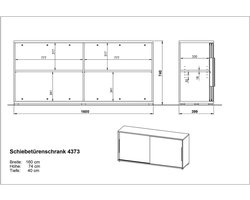 Germania - Dressoir - Antraciet - 160x40x74 cm