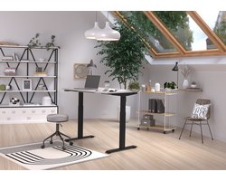 Germania Jet Cashmere / Zwart Elektrische Zit Sta Bureautafel 140 cm