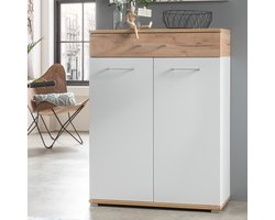 Germania Schoenenkast Topix - L89 x B37 x H118 cm - Wit - Eiken
