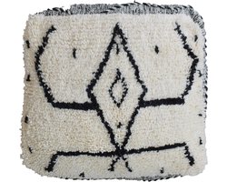 Geruit fluffy vloerkussen met Zanafi zijkant - Gevuld geleverd - Handgeweven, uniek en heerlijk zacht