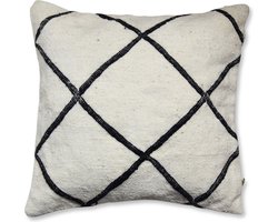 Geruit kussen (Beni Ourain) - Handgemaakt en uniek - 40x40 cm