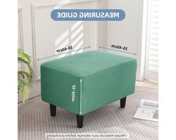Geruite Ottomaanse Jacquard hoes voor rechthoekige voetenbank met elastische onderkant - afneembaar en wasbaar (Matcha groen)