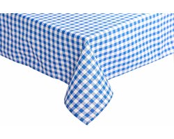 Geruite tafelkleden - Landhaus stijl - 100% katoen - blauw-wit - 130 x 250 cm