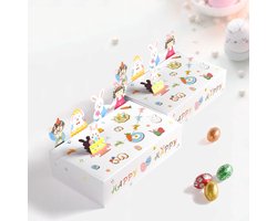 Geschenkdoos Snoepdoos - Wit Vouwbaar Feest Reeks - 3D Poppetje - Multicolor Print - Voor Snoepgoed - Geschenkdoos -/Snoepdoos -15*9*4cm- 10 stuks per pak