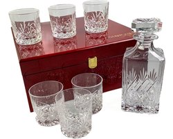 Geschenkset Skye met Karaf en 6 Skye Whiskyglazen in houten presentatiebox - Loodkristal - Glencairn Crystal Scotland
