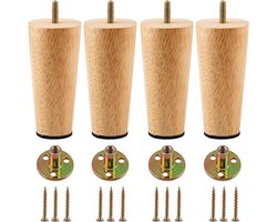 Geschikt voor 10CM massief houten meubelpoten, houten bankpoten, mid-century stijl houten meubelpoten voor bank, voetenbank, ladekast en kast, set van 4