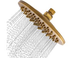 Geschikt voor Antieke ronde douchekop van geborsteld messing, 8 inch regendouchekop met filter, geschikt voor badkamerdouche, bronzen vintage stijl G1/2 kogelkoppeling