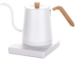 Geschikt voor Elektrische waterkoker koffie theepot roestvrij staal houtnerf wit 800ml 1200W