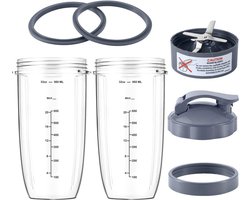 Geschikt voor Nutribullet blenderbeker en mesvervangingsset - inclusief grote beker van 32 oz (946,4 ml) - Deksel En Hersluitbare Vershouddeksel En Rubberen Pakking, Compatibel Met Geschikt Voor Nutri Bullet 600w/900w Blenders