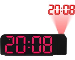 Geschikt voor Projectiewekker 180° Rotatie 12/24H LED Digitale Klok USB Opladen Plafondprojectorwekker (Rood)