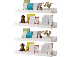 Geschulpte Wandplanken - Decoratieve Planken - Woon Decoratie - Natuurlijk Hout Bamboe - 42 cm Set - Wit