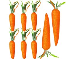 Gesimuleerde Wortels - Kunstwortels Decoratie - Feestelijke Decoratie - Realistisch Ontwerp - 8 Stuks - Groen Oranje