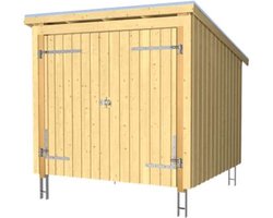 Gesloten berging dubbele deur 5 m2 onbehandeld compleet 218 x 229 x 220 cm - Type C