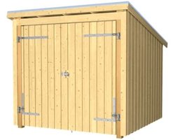 Gesloten berging dubbele deur 5 m2 onbehandeld incl dakleer/alu strips 218 x 229 x 220 cm - Type B