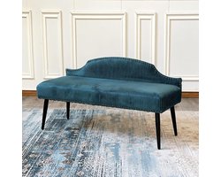 Gestoefte Bank - Schoenenbank Halbank - Zitcomfort Creëren - Fluwelen Zitting - 60 x 40 x 66 cm - Blauw