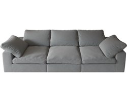 Gestoelde vloerbank met diepe zit, beklede sofa voor slaapkamer en woonkamer, montage niet nodig (Ribfluweel stof, Grijs)