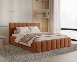 Gestoffeerd Bed 01 met Opbergruimte en Hoofdbord 140x200 cm - Bruin (Flow 01)