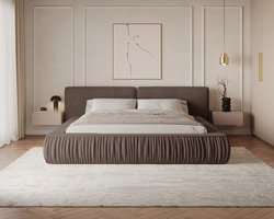 Gestoffeerd Bed 08 met Opbergruimte en Houten Lattenbodem 140x200 cm - Bruin (Riviera 26)