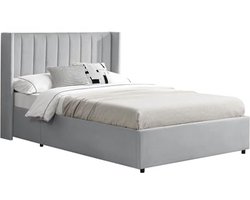 Gestoffeerd bed 120 x 200 cm met opbergruimte en lattenbodem - lichtgrijs