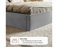 Gestoffeerd Bed 160x200 cm met Opbergruimte & Bedlade – Pauwhome Boho Velvet Luxe Bedframe Beige (Crème) met Hoofdeinde & Lattenbodem – Zonder Matras