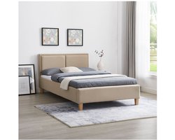 Gestoffeerd bed ANAIS 120x200 cm, stof in beige