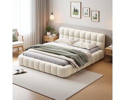 Gestoffeerd Bed - Boxspring Bed - Slaapkamer Inrichting - Bubble Design - 140x200 cm - Beige