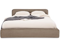 Gestoffeerd bed CURSIO 140x200 cm met lattenbodem – taupe