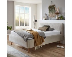 Gestoffeerd bed Madras 140x200cm ribfluweel - beige - Meise - Tweepersoons gestoffeerd bed - Beige - Velours; Polyester Tweepersoons Normaal bed