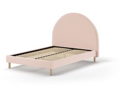 Gestoffeerd bed Maeva 140x200cm - roze bouclé stof - Vipack - Tweepersoons gestoffeerd bed - Roze - Textiel Tweepersoons Normaal bed