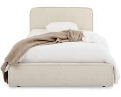 Gestoffeerd bed MARINI 90x200 cm met lattenbodem – crèmewit