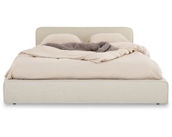 Gestoffeerd bed MARINI tweepersoonsbed 140x200 cm in crème wit - Gestoffeerd bed met lattenbodem, modern design & stevig houten frame met kunststof pootjes - Hoofdafbeelding
