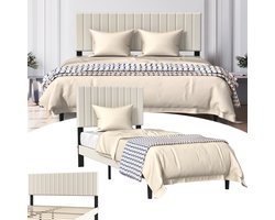 Gestoffeerd bed met hoofdeinde van leer, bedframe met lattenbodem, bedframe met houten lattensteun, met installatiegereedschap, tot 300 kg, pluche stof, zwart, 90 x 200 cm
