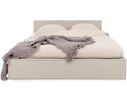 Gestoffeerd bed PESARO 140x200 cm met lattenbodem – beige