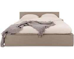 Gestoffeerd bed PESARO 140x200 cm met lattenbodem – greige