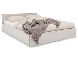 Gestoffeerd bed PESARO 140x200 cm met lattenbodem – Lichtgrijs