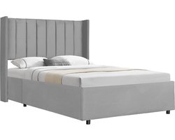 Gestoffeerd bed Savona - 200 x 120 cm - Lichtgrijs - Incl. Bedlade