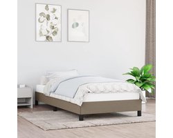 Gestoffeerd Bedframe 100x200 cm met Lattenbodem – Taupe Stoffen Eenpersoons Bed voor Volwassenen, Kinderen en Tieners – Stevig Houten Latten Systeem – Eenvoudige Montage – Modern Comfort Design