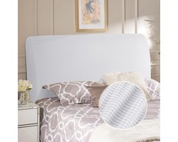 Gestoffeerd elastisch hoofdbord voor tweepersoonsbed - stofdicht en wasbaar - wit - 120-140 cm