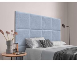 Gestoffeerd Hoofdbord met Verwisselbare Natuurlijke Linnen Panelen voor Luxe Slaapkamer (Blauw, 180cm)