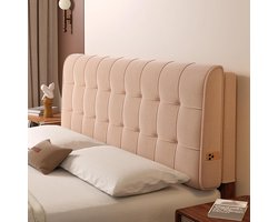 Gestoffeerd Hoofdbord - Wandkussen Rugleuning - Comfortabel Lezen - Zachte Fleece Hoes - 185 x 23 cm - Roze
