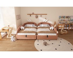 Gestoffeerd kinderbed, Eenpersoonsbed 90 x 200 cm*2, een-voor meisjes, bed voor tienermeisjes, zonder matras, fluweel