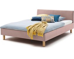 Gestoffeerd twijfelaar bed Amber - oudroze - Meise - Eenpersoons gestoffeerd bed - Roze - Textiel Twijfelaar (120 cm breed) Normaal bed