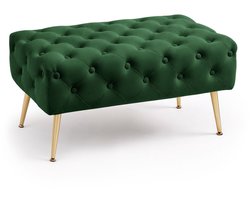 Gestoffeerde Bank MADRID 80 cm / Banken voor de Slaapkamer / Halbank / Bank met gewatteerd patroon / fluweel Bank met Gouden poten / Flesgroen